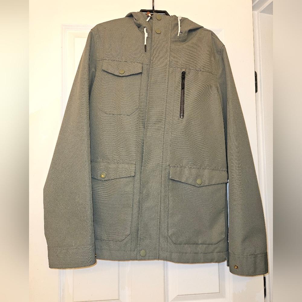 Men's Olive Hooded Raincoat Jacket